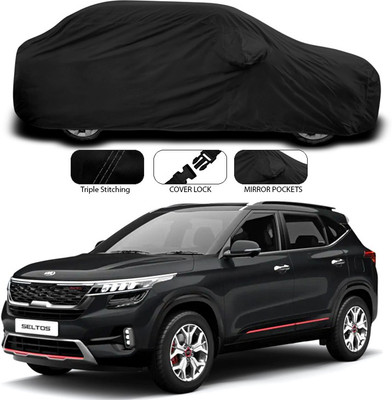 SEBONGO Car Cover For Kia Sonet (With Mirror Pockets)(Black)