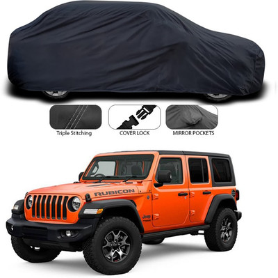 ANTHUB Car Cover For Jeep Wrangler (With Mirror Pockets)(Black)