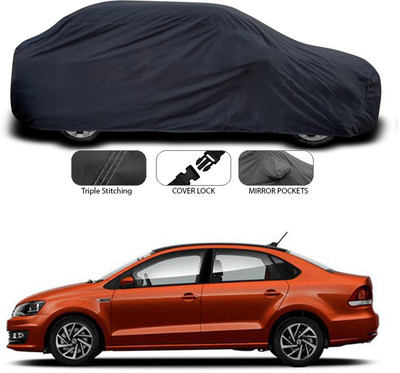 SEBONGO Car Cover For Volkswagen Vento (Without Mirror Pockets)(Grey)