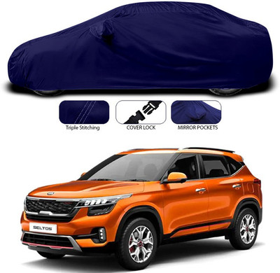 SEBONGO Car Cover For Kia SELTOS (With Mirror Pockets)(Blue)