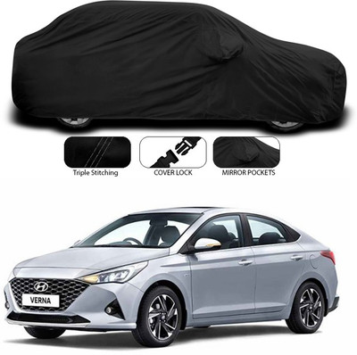 ANTHUB Car Cover For Hyundai Fluidic Verna (With Mirror Pockets)(Black)
