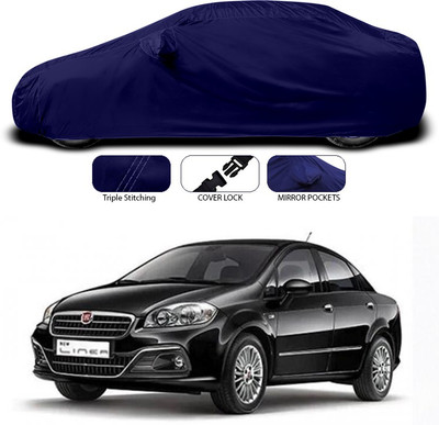 SEBONGO Car Cover For Fiat Linea (With Mirror Pockets)(Blue)