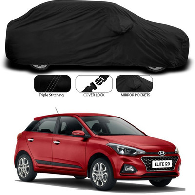 SEBONGO Car Cover For Hyundai Elite i20 (With Mirror Pockets)(Black)