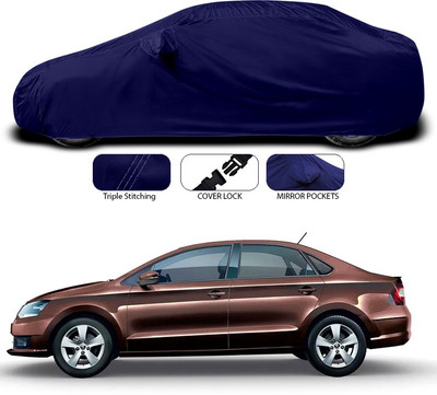 ANTHUB Car Cover For Skoda Rapid (With Mirror Pockets)(Blue)