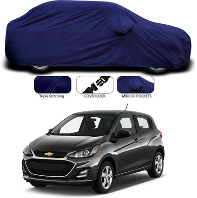 SEBONGO Car Cover For Chevrolet Spark (With Mirror Pockets)(Blue)