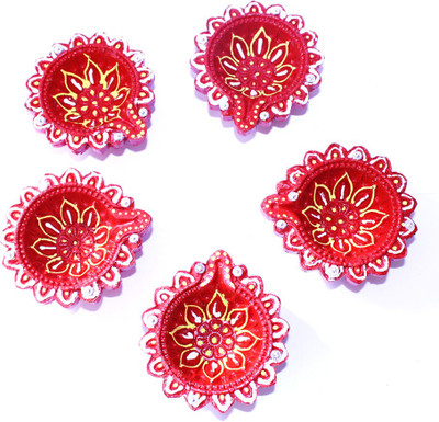 THE HIMALAYA CRAFT Terracotta (Pack of 5) Table Diya Set(Height: 2.5 inch)