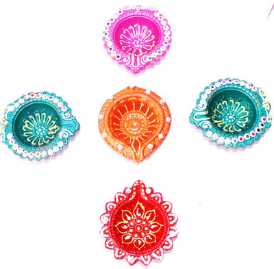 THE HIMALAYA CRAFT Terracotta (Pack of 5) Table Diya Set(Height: 2.5 inch)
