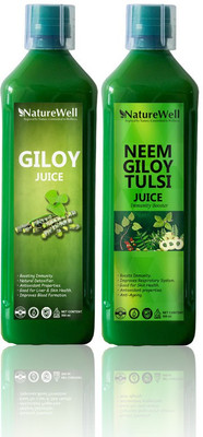 Naturewell Giloy/Neem Giloy Tulsi for Building Immunity and Digestion Booster Natural (Combo) Natural(Pack of 2, 1000 ml)