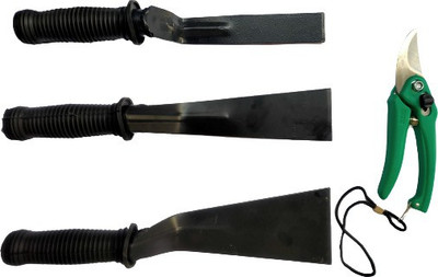 JetFire Khurapi Set of 3, (1 Inch Khurpi, 2 Inch Khurpi, 3 Inch Khurapi) with Flower Cutter Khurapa Set of 3 Garden Tool Kit(4 Tools)