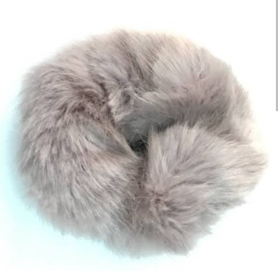 IBDA Faux Fur Multicoloured, Fuzzy Furry, Artificial Rabbit Soft Fur,Very Soft Premium Hair Scrunchies ,Handmade, Quality Assured,Head Accessories. Rubber Band(Grey)