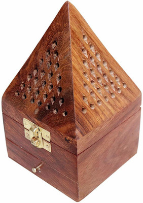 King Creation Amazing Look Incense Stick Holder with Drawer | Wooden Square Shape Handmade Dhoop Batti Stand Wooden Incense Holder (Brown) Wooden Incense Holder(Brown)
