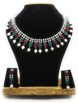 PBM CREATIONS Oxidised Silver Multicolor Jewellery Set(Pack of 1)