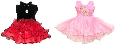 kids fashion hub Baby Girls Midi/Knee Length Festive/Wedding Dress(Multicolor, Sleeveless)