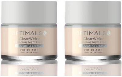 Oriflame Optimals Clear White Lightening Night Cream 50 g Pack of 2 ( 100 g )(100 g)