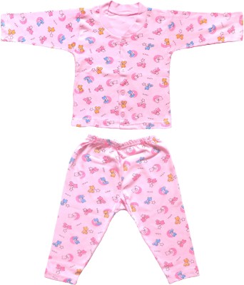 RG Collection Baby Boys & Baby Girls Printed Pink Night Suit Set