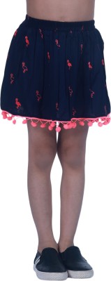 CREATIVE KID'S Animal Print Girls A-line Dark Blue Skirt