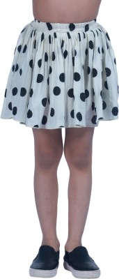 CREATIVE KID'S Polka Print Girls A-line White Skirt