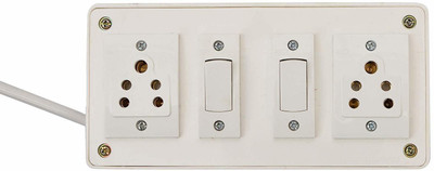 Sophronia Polycarbonate Extention Board with (6 Amp 2 Switch,6 Amp 2 Socket, 6 Amp 1 Top) 2 Socket Extension Boards (2 Meter) 2  Socket Extension Boards(White, 2 m)