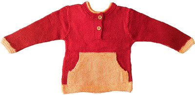 Little Aayu Woven Round Neck Casual Baby Boys & Baby Girls Brown Sweater