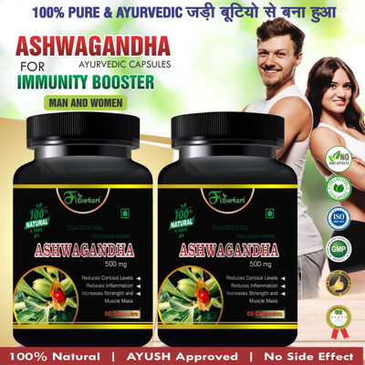 Floarkart Ashwagandha Herbal Supplement For Help to reduce anxiety and stress Ayurvedic(2 x 60)