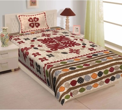 VIKANJALI FAB 104 TC Cotton Single Printed Flat Bedsheet(Pack of 1, Multicolor)