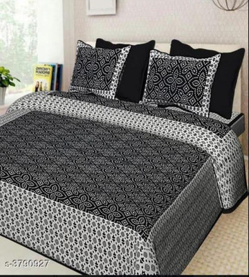 Artik Trends 144 TC Cotton Double Printed Flat Bedsheet(Pack of 1, Black)