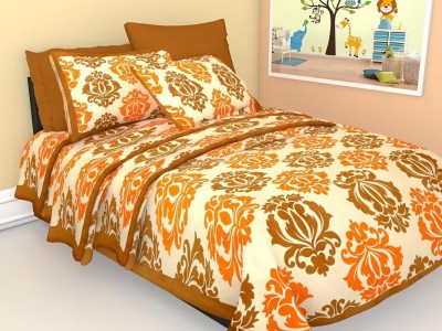 Ubania Collection 140 TC Cotton Single Floral Flat Bedsheet(Pack of 1, Brown)