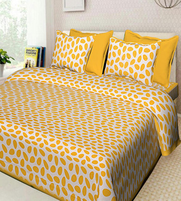 Artik Trends 144 TC Cotton Double Printed Flat Bedsheet(Pack of 1, Yellow)