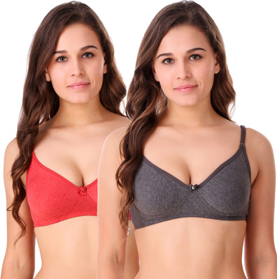 Earmark Women T-Shirt Non Padded Bra(Pink, Grey)