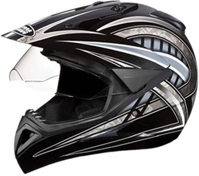 STUDDS MOTOCROSS D2 Motorbike Helmet(BLACK, GREY)