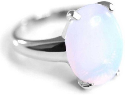 Jaipur Gemstone White opal stone ring Original Precious 6.25 ratti stone Lab certified and Astrological Purpose for men & women Stone Opal Silver Plated Ring