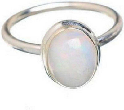 KUNDLI GEMS White Opal Precious stone 5.25 ratti original good quality stone Lab Certified & Astrological for unisex Stone Opal Silver Plated Ring