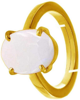 KUNDLI GEMS White Opal Precious stone 5.25 ratti original good quality stone Lab Certified & Astrological for unisex Stone Opal Gold Plated Ring