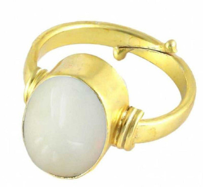 KUNDLI GEMS White Opal Stone Natural Opal 6.25 carat Certified Stone Effective and Unheated & Untreated Astrological Purpose for men & women Stone Opal Gold Plated Ring