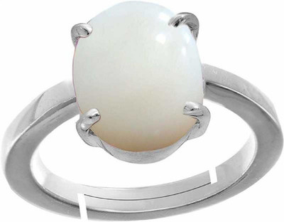 CEYLONMINE White Opal stone Ring Natural Opal 6.00 carat stone effective and good quality stone for unisex Stone Opal Silver Plated Ring