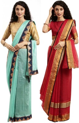 Suntex Embroidered Bollywood Art Silk Saree(Pack of 2, Multicolor)