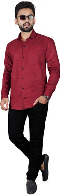 The Yop Enterprise Men Solid Casual Maroon Shirt