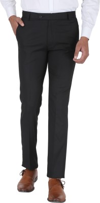 SYLZON Slim Fit Men Black Trousers