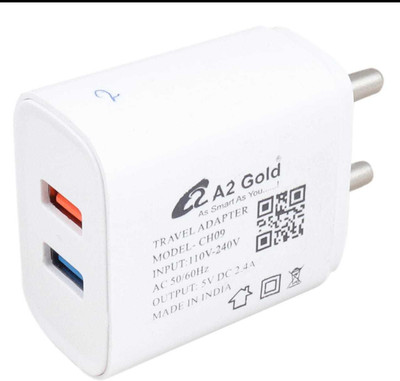 A2 Gold 12 W 3.1 A Wall Charger for Mobile with Detachable Cable(White, Cable Included)