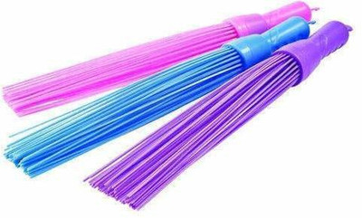 HARIJI Plastic Wet and Dry Broom(Multicolor, 3 Units)