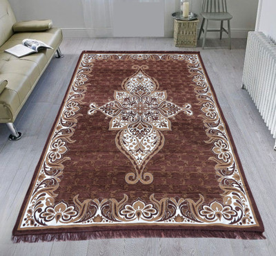 Sparrow world Brown Chenille Carpet(5 ft,  X 7 ft, Rectangle)