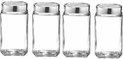 MOOZICO Glass Cookie Jar  - 1000 ml(Pack of 4, Clear)