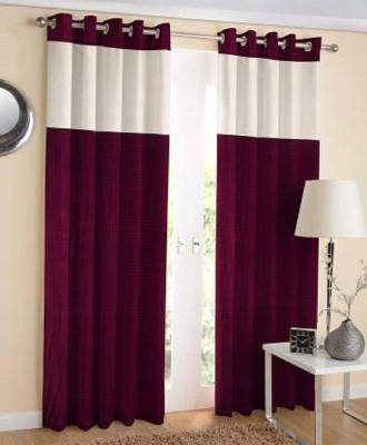 EISMOURAH 274 cm (9 ft) Polyester Room Darkening Long Door Curtain (Pack Of 2)(Solid, Wine)