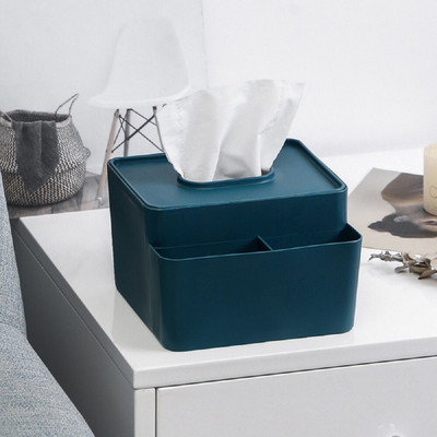 Upkaranwale 3 Compartments PP Multifunctional Tissue Box(Blue)