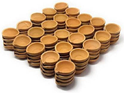 Dominion Care Diwali Clay Spical Matti Handmade Earthen Clay small Size Diya Pack of 50 Earthenware (Pack of 50) Table Diya Set(Height: 2 inch)