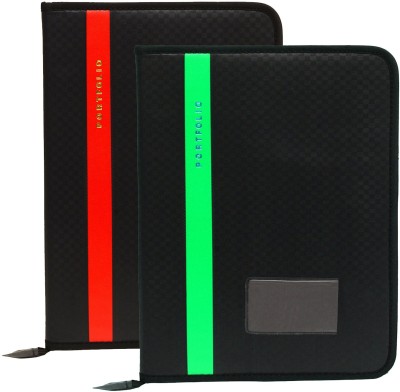Kopila Faux Leather File Folders(Set Of 2, Green,Red, Black)