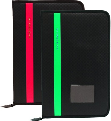 Kopila Faux Leather File Folders(Set Of 2, Cherry,Green, Black)