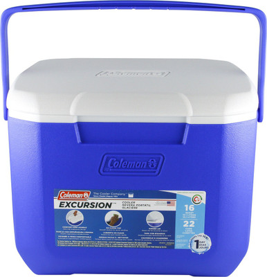 COLEMAN Excursion Cooler, 16-Quart Ice Box, 15L, small cooler box, holds 22 cans, high-quality made in USA, blue(Blue, 15.1 L)