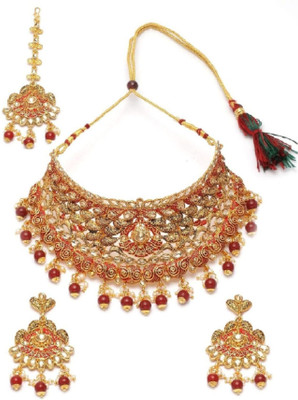 CHARMING JEWELS Alloy Gold-plated Red Jewellery Set(Pack of 1)