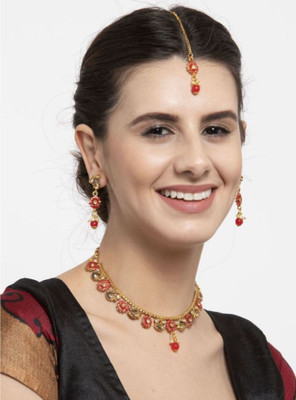 CHARMING JEWELS Alloy Gold-plated Red Jewellery Set(Pack of 1)